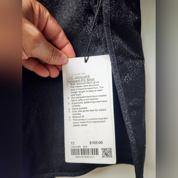 LULULEMON LAB Jacquard Relaxed-Fit Shirt In Leopardo Jacquard MED Black Size 12 - Picture 4 of 16